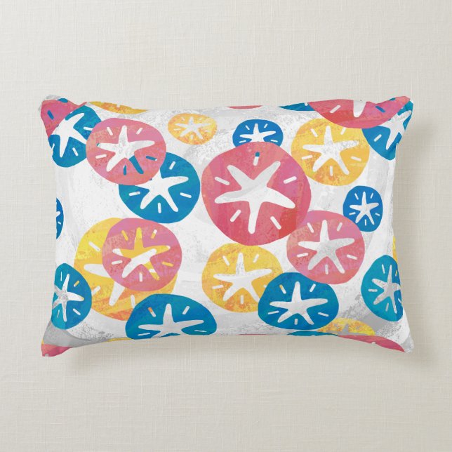 Sand Dollar Yellow Blue Pattern Zierkissen (Vorderseite)