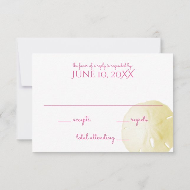 Sand Dollar Yellow Wedding RSVP Karte (Vorderseite)