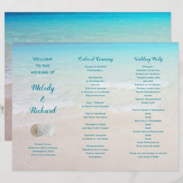 Sand Dollars Beach Scene Tri-Fold Hochzeitsprogram