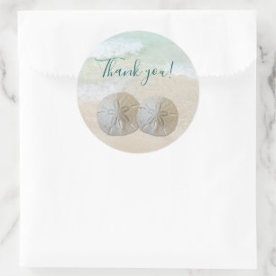 Sand Dollars Beach Wedding Vielen Dank Runder Aufkleber