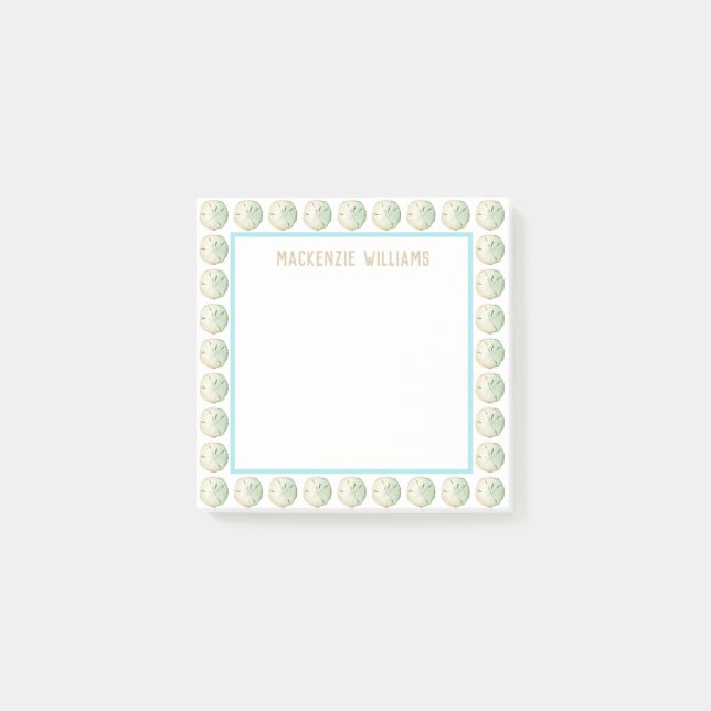 Sand-Dollarwatercolor-Strand-individueller Name Post-it Klebezettel (Vorderseite)