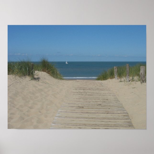 Sand Dunes Beach Wat Boat Photo Poster Imprimer (Devant)