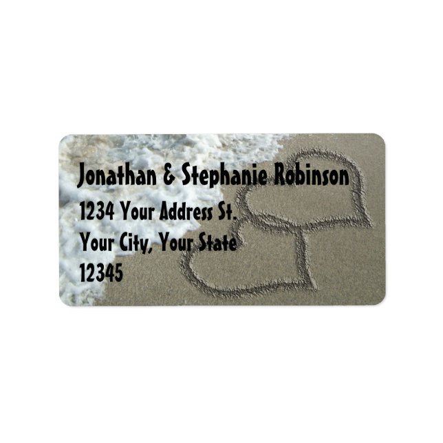 Sand Hearts Beach Address Label Adressaufkleber (Vorne)