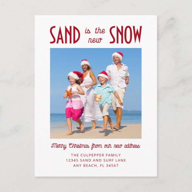 Sand ist die Ankündigung über das neue Schneemobil Postkarte (Vorderseite)