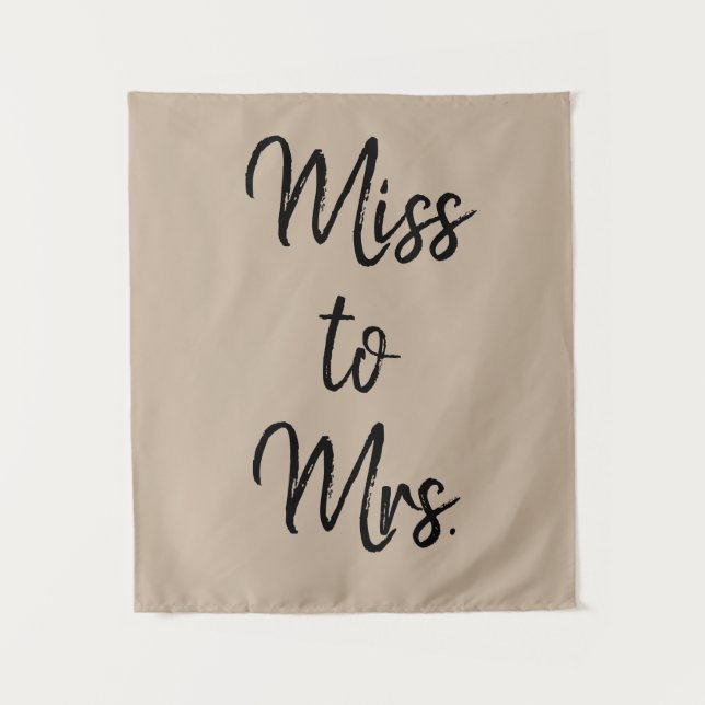 Sand Khaki Black Miss an Mrs Banner Brautparty Wandteppich (Vorderseite)