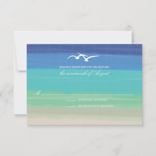 Sand, Meer und Seagullen | RSVP für bemalte Hochze (Vorderseite)