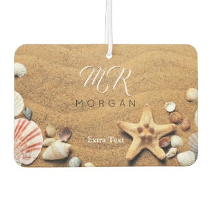 Sand & Muscheln, DIY Name & Monogramm, Extra Text Autolufterfrischer