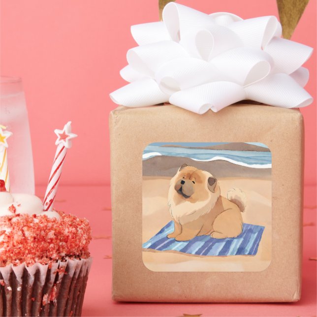 SAND N' SEA Chow Hundekleber Quadratischer Aufkleber (Party)