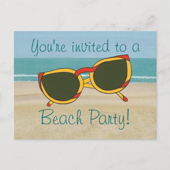 Sand Ocean, Beach Party Invitation, cartes postale (Devant)