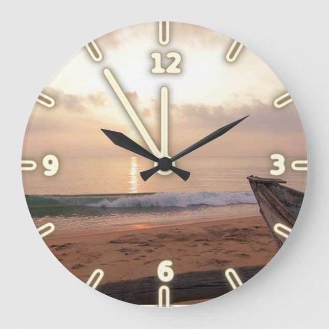Sand Ocean Sky Sunset , Beach Große Wanduhr (Vorderseite)