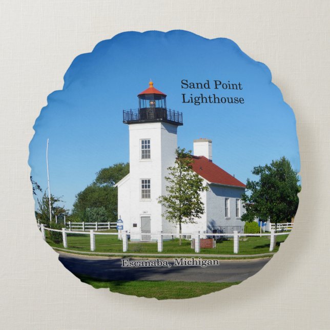 Sand Point Lighthouse Rundkissen Rundes Kissen (Vorderseite)