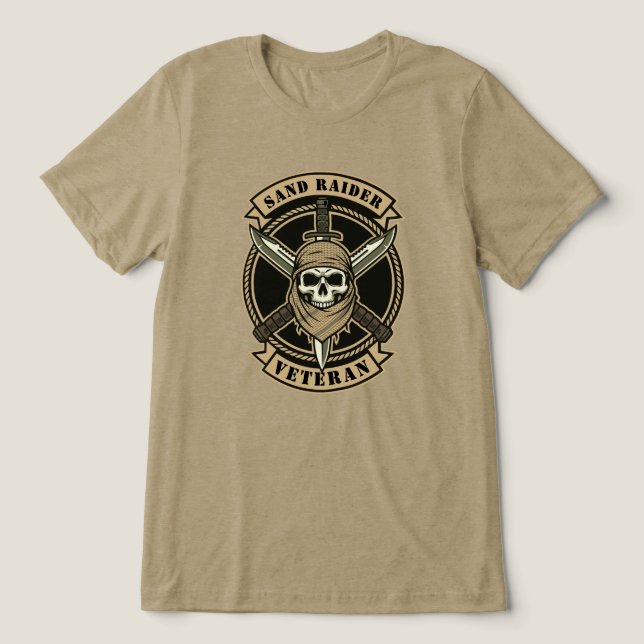 Sand Raider Veteran Wüstenkampf-Emblem Tri-Blend Shirt (Design Vorderseite)