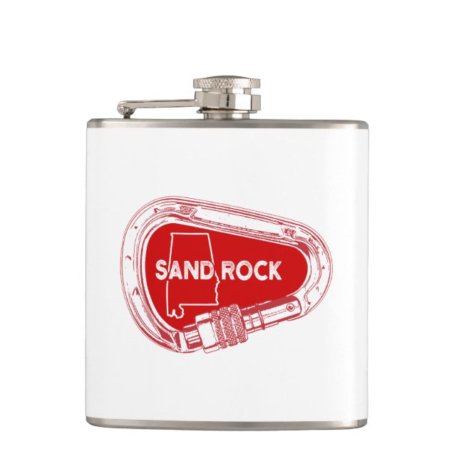 Sand Rock Alabama Rock Climbing Carabiner Flachmann (Vorderseite)