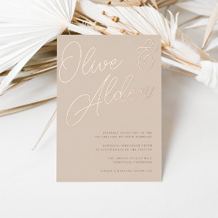 Sand   Rose Gold Script Wedding Folieneinladung