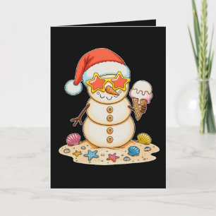 Sand Schneemann Weihnachtsmann Hut Weihnachten Str Karte