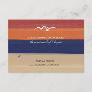 Sand-, See-u. Seemöwe-  gemaltes Ozean-Hochzeit RSVP Karte