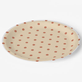 Sand Terra Cotta Polka Dots White Trim Pappteller