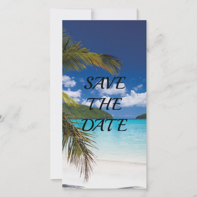 Sand Tropical Beach Hochzeit Save the Date Dankeskarte (Vorderseite)