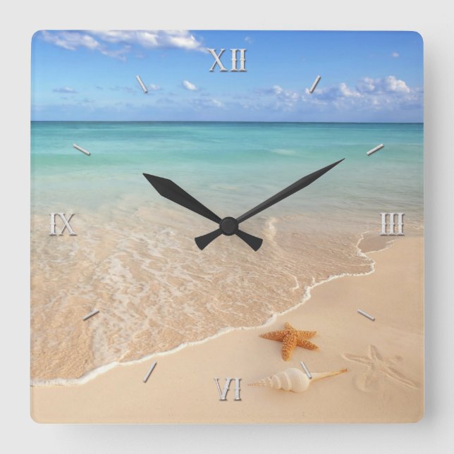 Sand u. Meer Quadratische Wanduhr (Vorderseite)