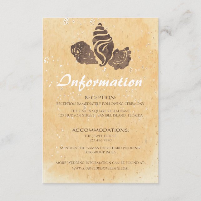 Sand und Muscheln/Beach-Hochzeitskarte Begleitkarte (Vorderseite)