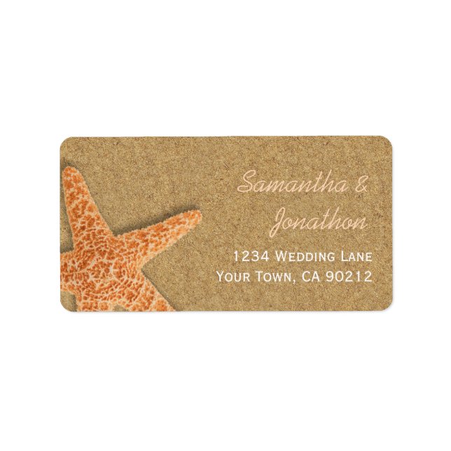 Sand und Muscheln Starfish Beach Thema Adressaufkleber (Vorne)