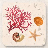 Sand und Muscheln Untersetzer aus hartem Kunststof