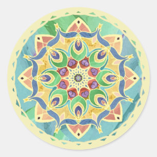Sand-und Seide-FriedenspastellMandala-Aufkleber Runder Aufkleber
