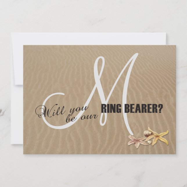 Sand und Starfish Beach Monogram Ring Träger (Vorderseite)