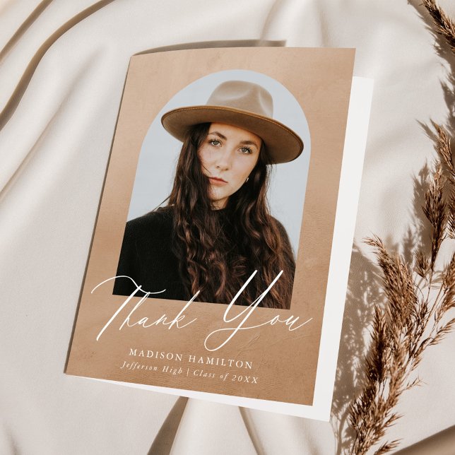 Sand Watercolor Arch Foto Abschluss Dankeskarte (Von Creator hochgeladen)