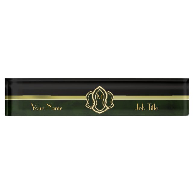 Sandal des Propheten (grün) Marmor & Gold Namensplakette (Vorderseite)