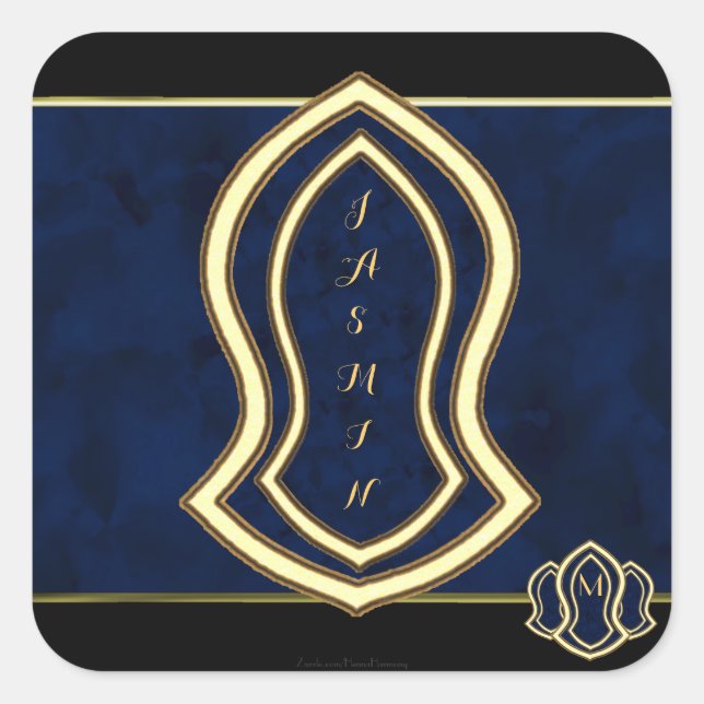 Sandale des Propheten (blau) Marmor & Gold Quadratischer Aufkleber (Vorderseite)