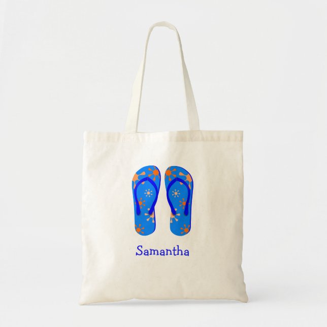 Sandalen drehte Flop Sommerblauer individuelle Nam Tragetasche (Vorne)