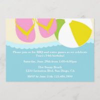 Sandalen und Beach Ball Beach Party Einladung