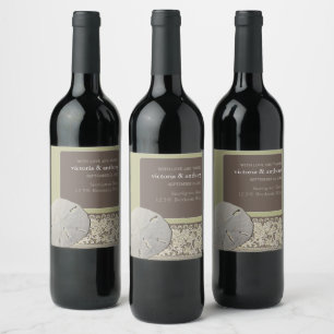 Sandballplatz, Vintage Hochzeit am Strand Weinetikett