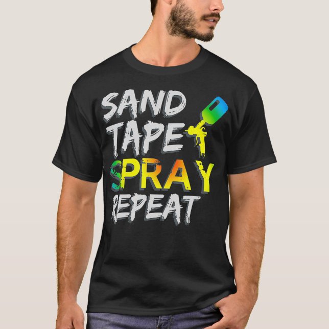 Sandbandspray Wiederholung des Auto Painter Car T-Shirt (Vorderseite)