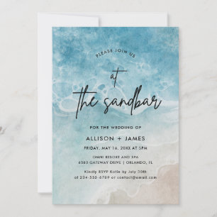 Sandbar Watercolor Beach Wedding Einladung