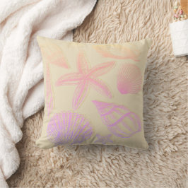 Sandbeige-Meeresschalen-Ombre-Rosa-Küstliches Stra Kissen