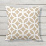 Sandbraune geometrische Muster Außenpolster Kissen<br><div class="desc">Sandbraune Versperrungen kreisen geometrische Muster Außenkissen. Made in the USA. UV- und mildbeständige Gartenkissen oder Sitzkissen mit modernen Designs in hellen Sommerfarben. Erhältlich in 16 oder 20 Zoll Quadrat und 13 mal 21 rechteckige Größen. Einschließlich einfügen. (Auch als Innencouch oder Sofa-Kopfkissen erhältlich, wählen Sie einfach Baumwolle oder Polyester aus der...</div>