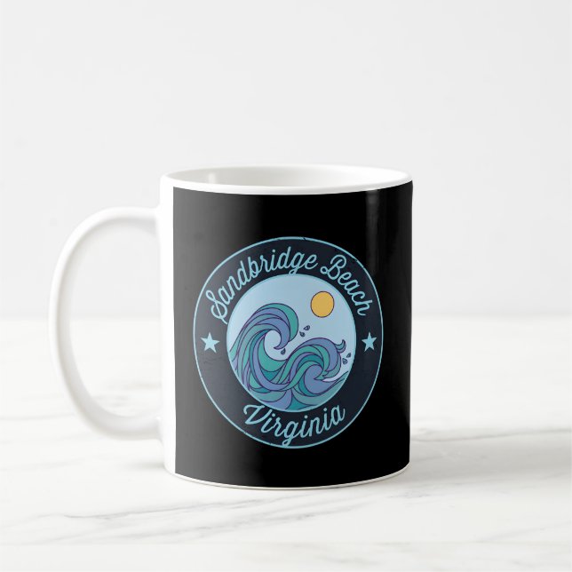 Sandbridge Beach Va Virginia Nautical Surfer Graph Kaffeetasse (Links)