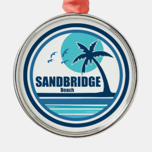 Sandbridge Beach Virginia Palm Tree Birds Ornament Aus Metall