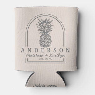 Sandburgen Rosa Ananas Hochzeitsbogen & Name Dosenkühler