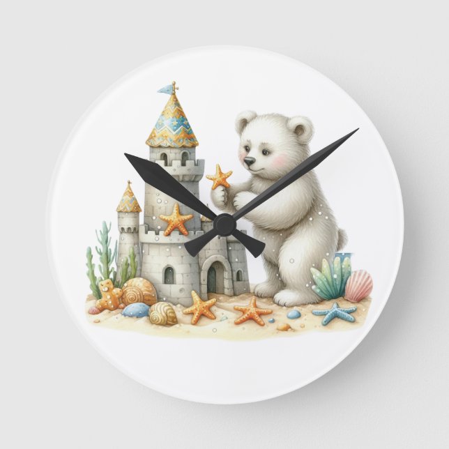 Sandburgen Runde Wanduhr (Vorderseite)