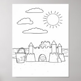 Sandcastle Adult Coloring Poster