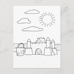 Sandcastle Adult Coloring Postkarte