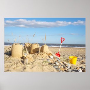 Sandcastle am Strand Poster