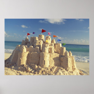 Sandcastle auf Strand Poster