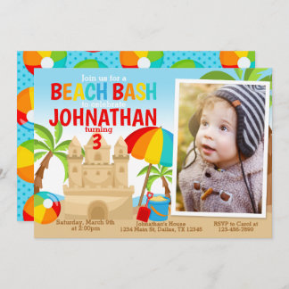Sandcastle Beach Geburtstagsparty Einladung