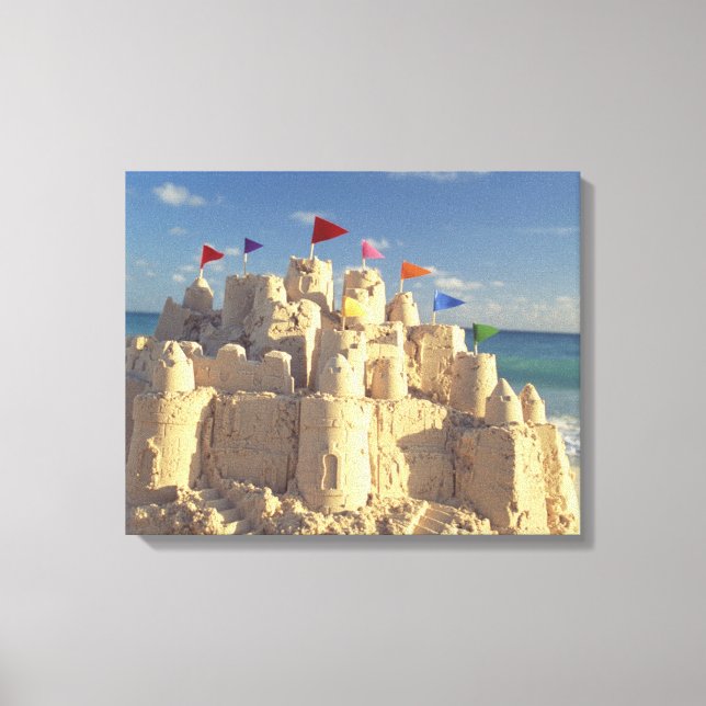 Sandcastle On Beach Leinwanddruck (Vorderseite)