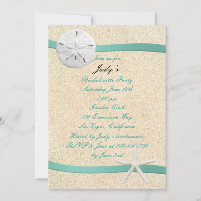 SandDollar Beach Wedding Bachelorette Invitation (Devant)