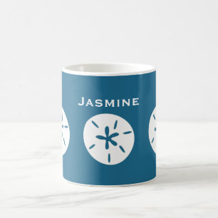 Sanddollar-Ozeanblaufarbe personifizieren Kaffeetasse
